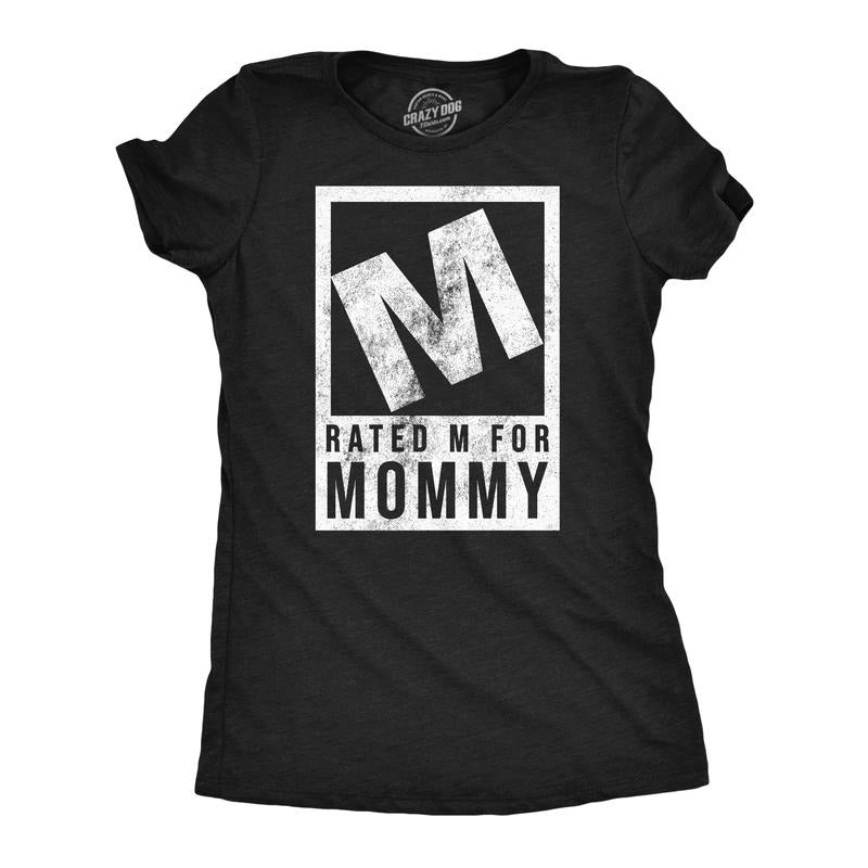 Womens Funny T Shirts Rated M For Mommy Sarcastic Video Game Graphic Tee For Ladies Funny Womens T Shirts Cute Slimming...