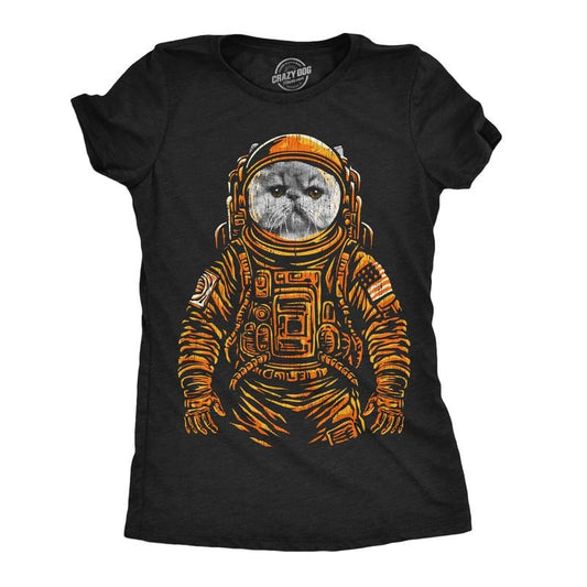 Womens Funny T Shirts Space Kitty Cool Astronaut Kitten Graphic Tee for Ladies Funny Womens T Shirts Cute Slimming Top...