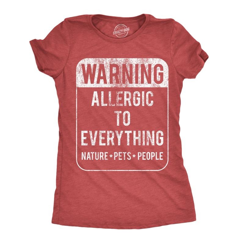 Womens Funny T Shirts Warning Allergic To Everything Sarcastic Graphic Tee For Ladies Funny Womens T Shirts Cute Slimming...