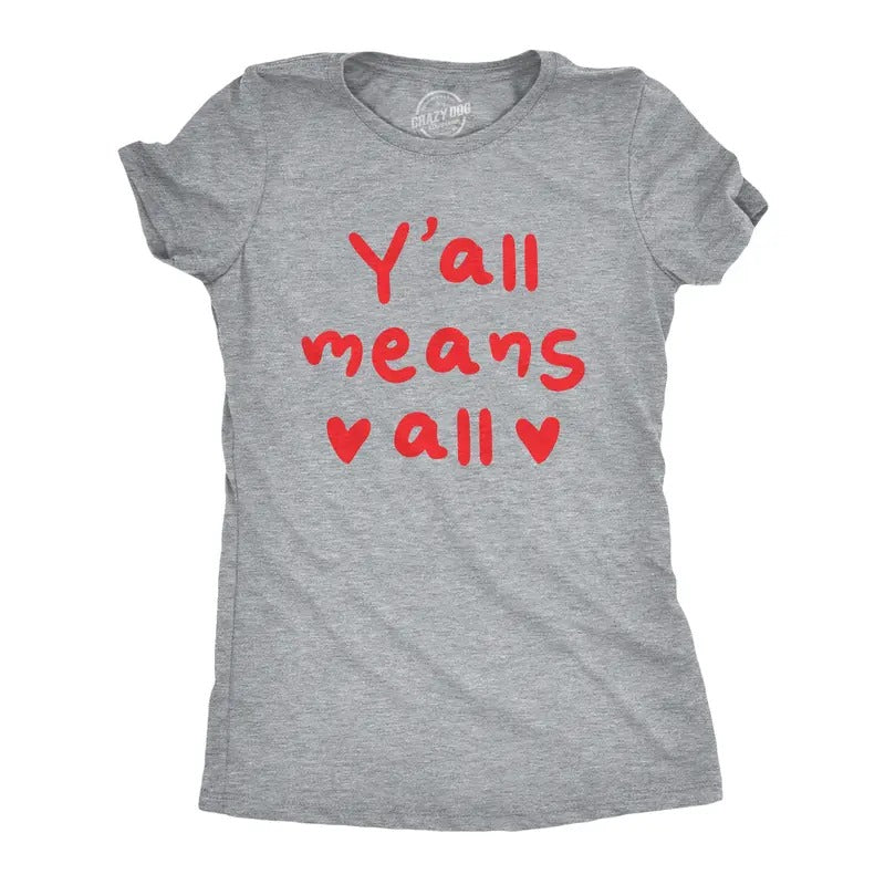 Womens Funny T Shirts Yall Means All Cute Loving Graphic Tee For Ladies Funny Womens T Shirts Cute Slimming Top...
