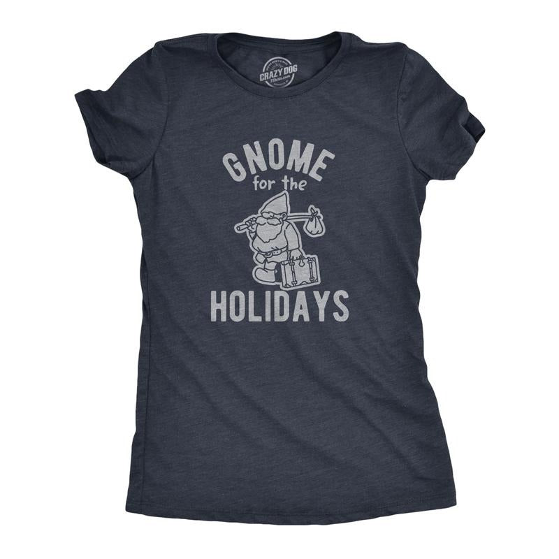 Womens Gnome For The Holidays T Shirt Funny Christmas Party Family Graphic Tee Funny Womens T Shirts Cute Slimming Top...
