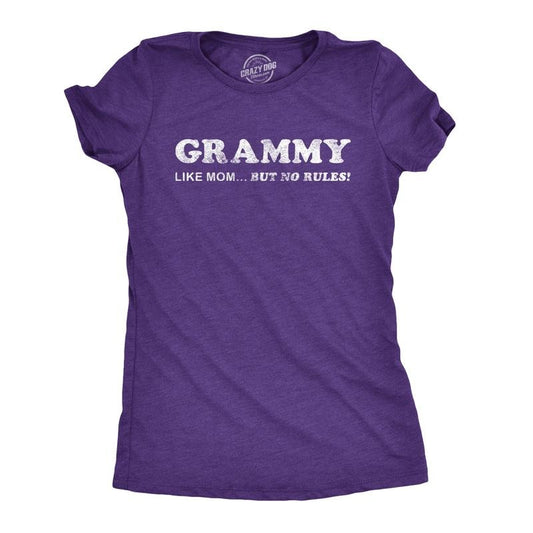 Womens Grammy Like Mom But No Rules T Shirt Funny Grandmother Tee Funny Womens T Shirts Cute Slimming Top Comfortable...