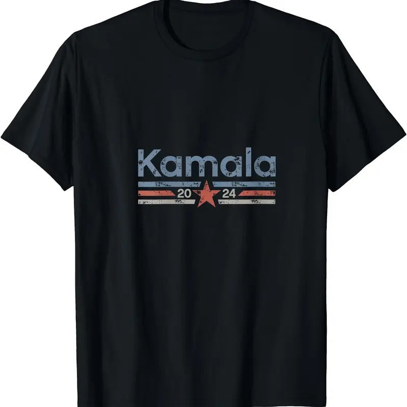 Womens Harris 2024 Retro Grunge Stripes Vintage Kamala Harris 2024 T-Shirt Hoodie, Sweatshirt | WearSparks.com