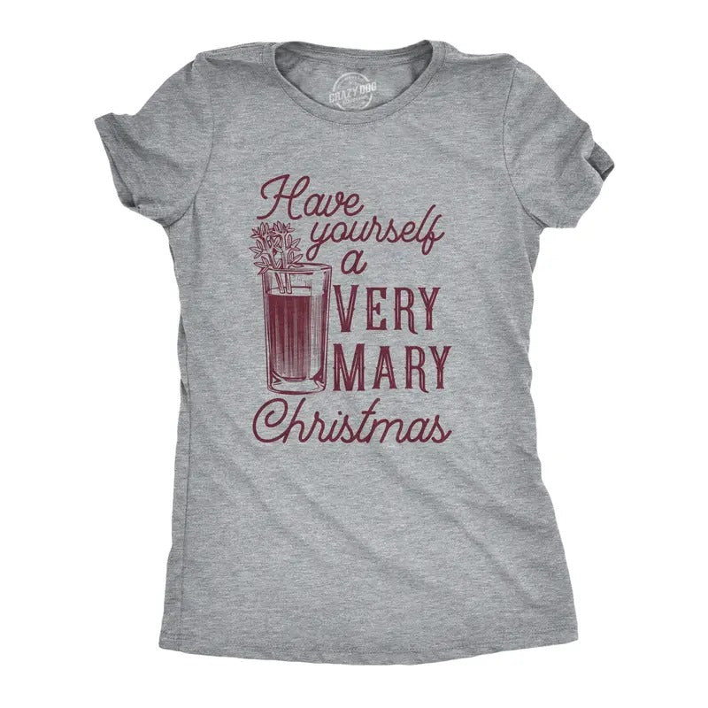 Womens Have Yourself A Very Mary Christmas T Shirt Funny Xmas Bloody Mary Drinking Tee for Ladies Funny Womens T Shirts...