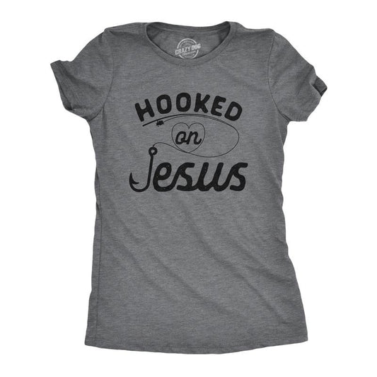 Womens Hooked On Jesus Tshirt Funny Fishing Religious Novelty Tee Funny Womens T Shirts Cute Slimming Tees with Plus...