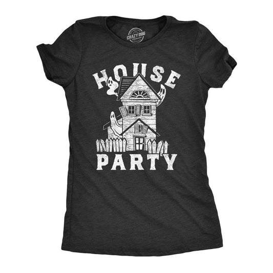 Womens House Party T Shirt Funny Halloween Creepy Haunted House Joke Tee for Ladies Funny Womens T Shirts Cute Slimming...