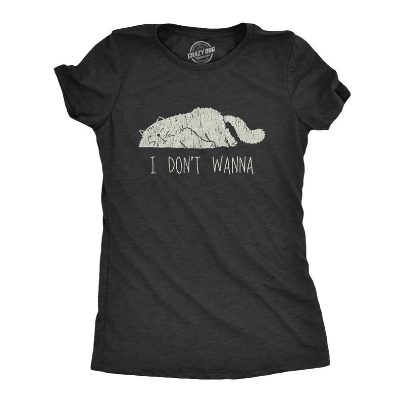 Womens I Don't Wanna T Shirt Funny Lazy Sleepy Cat Novelty Graphic Tee for Ladies Funny Womens T Shirts Cute Slimming Top...