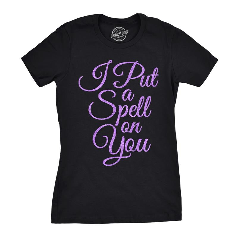 Womens I Put A Spell On You T Shirt Funny Halloween Movie Tee For Ladies Funny Womens T Shirts Cute Slimming Top...