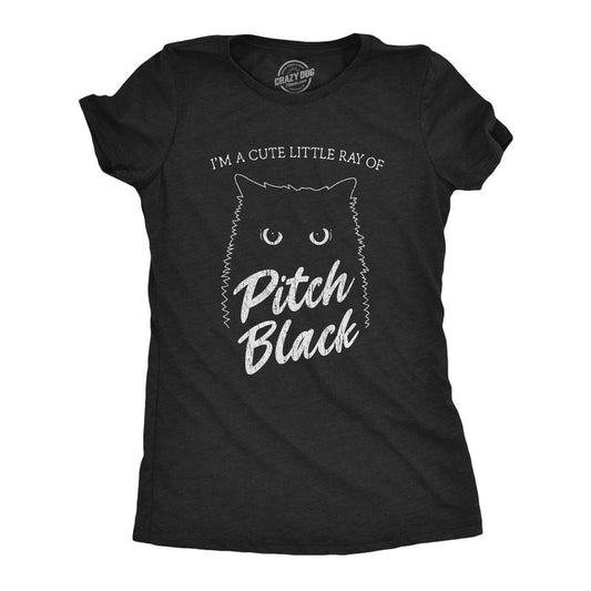 Womens I'm A Cute Little Ray Of Pitch Black T Shirt Funny Pet Cat Kitty Halloween Graphic Novelty Tee Funny Womens T...
