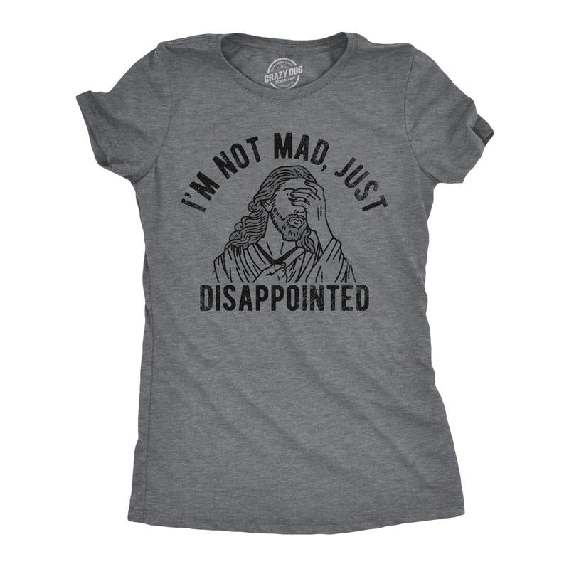 Womens Im Not Mad Just Disappointed Funny T Shirts Sarcastic Jesus Tee For Ladies Funny Womens T Shirts Cute Slimming Top...