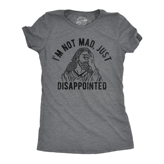 Womens Im Not Mad Just Disappointed Funny T Shirts Sarcastic Jesus Tee For Ladies Funny Womens T Shirts Cute Slimming Top...