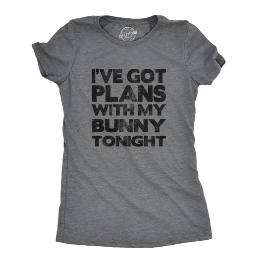 Womens Ive Got Plans With My Bunny Tonight T Shirt Sarcastic Funny Easter Tee Funny Womens T Shirts Cute Slimming Top...