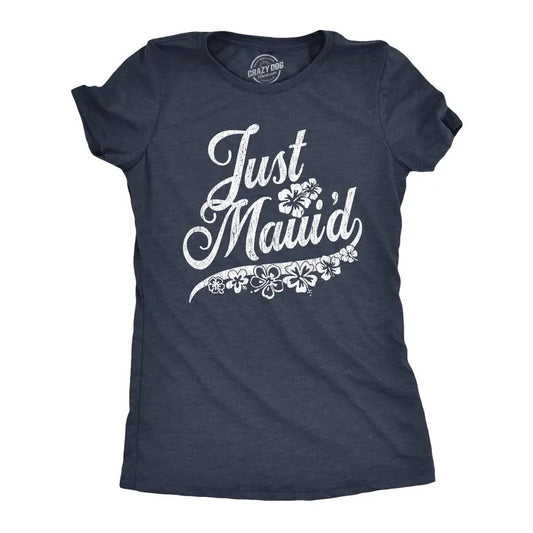 Womens Just Maui'd T Shirt Cute Just Married Hawaii Honeymoon Tee Funny Womens T Shirts Cute Slimming Top Comfortable...