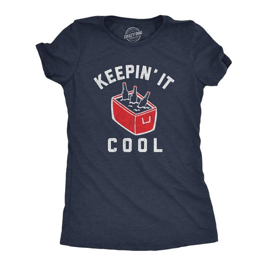 Womens Keepin It Cool T Shirt Funny Beer Cooler Ice Chest Summer Grilling Graphic Tee Funny Womens T Shirts Cute Slimming...