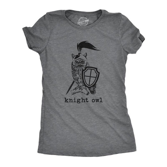 Womens Knight Owl T Shirt Funny Sarcastic Armored Sword Shield Bird Graphic Tee for Ladies Funny Womens T Shirts Cute...