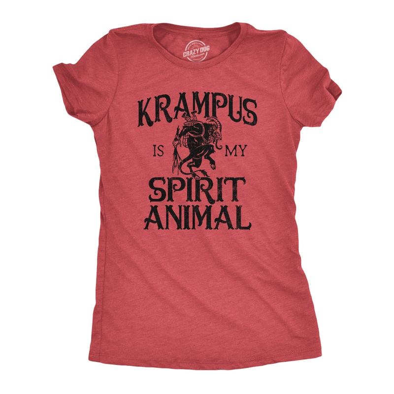 Womens Krampus Is My Spirit Animal T Shirt Funny Xmas Saint Nicholas Folklore Tee for Ladies Funny Womens T Shirts Cute...