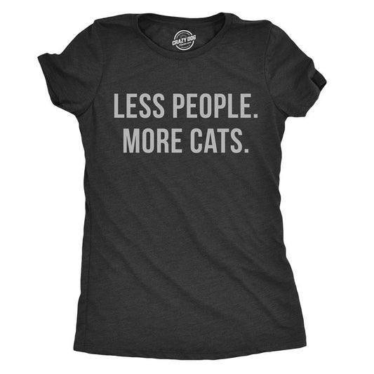 Womens Less People More Cats T Shirt Funny Pet Kitten Lower Tee For Ladies Funny Womens T Shirts Cute Slimming Top...