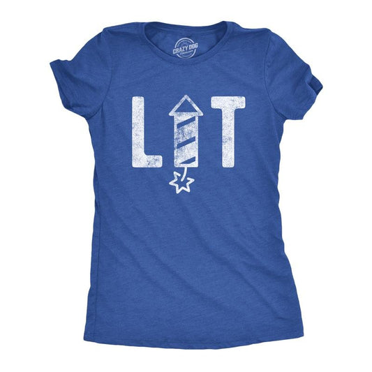 Womens Lit Firework T Shirt Funny 4th of July Parade Firecracker Graphic Novelty Tee Funny Womens T Shirts Cute Slimming...