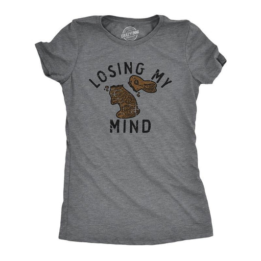 Womens Losing My Mind T Shirt Funny Broken Chocolate Easter Bunny Joke Tee For Ladies Funny Womens T Shirts Cute Slimming...