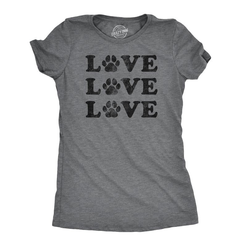 Womens Love Love Love Paws T Shirt Cute Dog Animal Companion Tee Funny Womens T Shirts Cute Slimming Top Comfortable Soft...