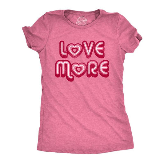 Womens Love More T Shirt Cute Valentines Day Heart Graphic Novelty Tee For Ladies Funny Womens T Shirts Cute Slimming Top...