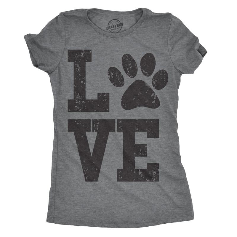 Womens Love Paw T shirt Cute Gift for Dog Mom Pet Lover Cool Funny Graphic Tee Funny Womens T Shirts Cute Slimming Top...