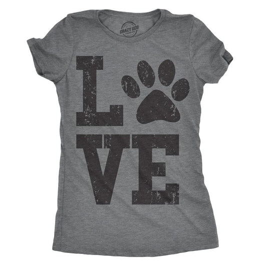 Womens Love Paw T shirt Cute Gift for Dog Mom Pet Lover Cool Funny Graphic Tee Funny Womens T Shirts Cute Slimming Top...