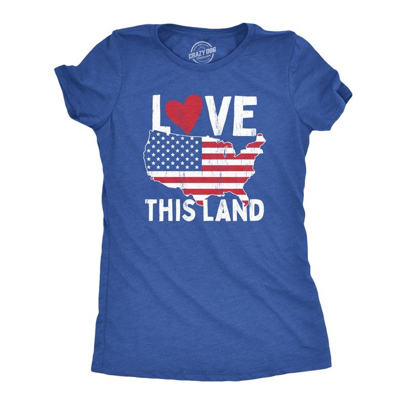 Womens Love This Land T Shirt Awesome Fourth Of July Party Patriotic United States Flag Graphic Tee For Ladies Funny...