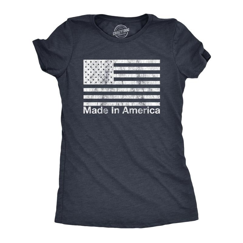Womens Made In America T Shirt Funny Patriot Flag US Pride Party Graphic Tee Funny Womens T Shirts Cute Slimming Top...