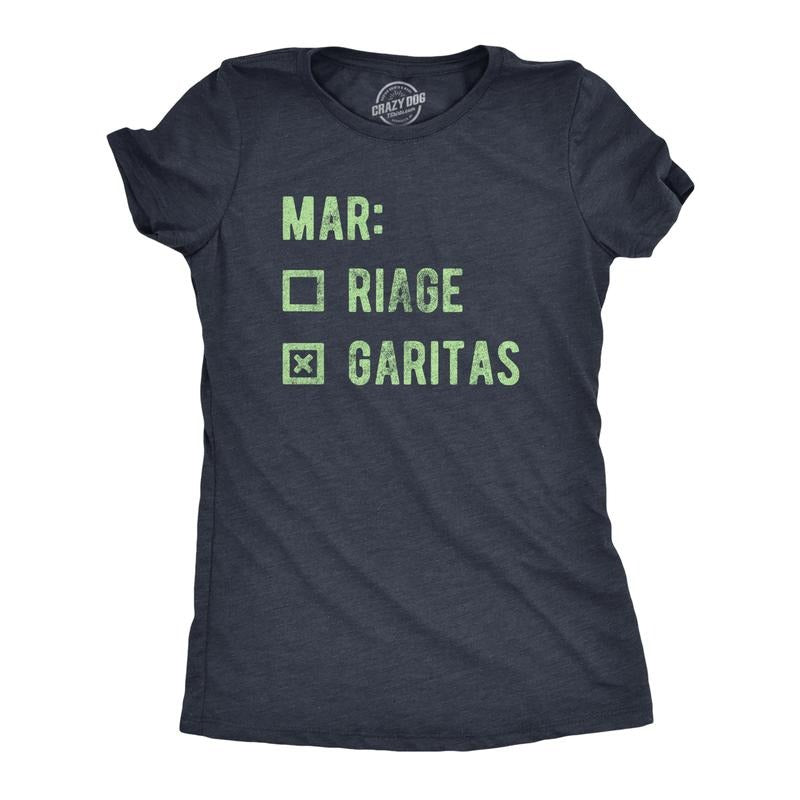 Womens Marriage Margaritas T Shirt Funny Checklist Drinking Married Joke Tee for Ladies Funny Womens T Shirts Cute...