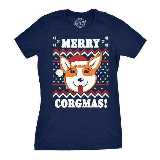 Womens Merry Corgmas Corgi Dog Mom Ugly Christmas Sweater Gift T shirt Funny Funny Womens T Shirts Cute Slimming Top...