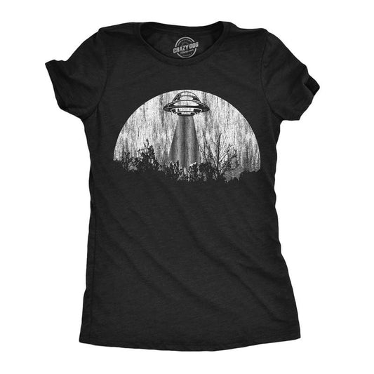 Womens Moon UFO Funny T Shirts Alien Spaceship Graphic Tee for Ladies Funny Womens T Shirts Cute Slimming Top Comfortable...