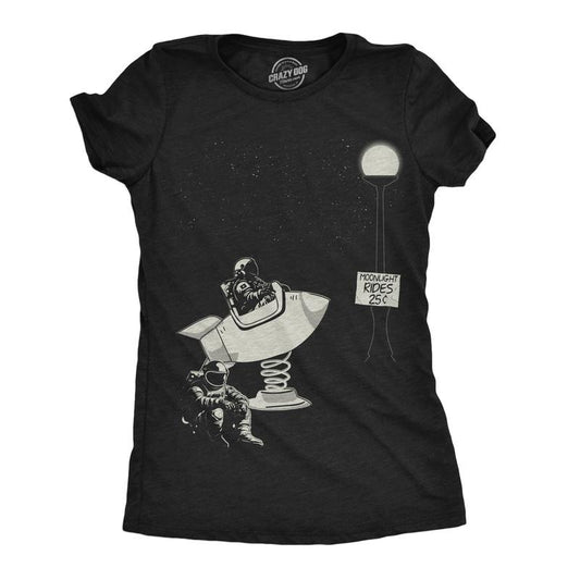 Womens Moonlight Rides Funny T Shirts Sarcastic Space Grpahic Tee For Ladies Funny Womens T Shirts Cute Slimming Top...