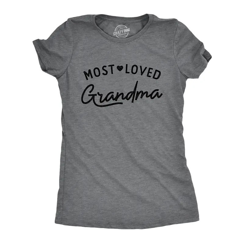 Womens Most Loved Grandma T Shirt Cute Grandmother Gift Text Tee For Ladies Funny Womens T Shirts Cute Slimming Top...