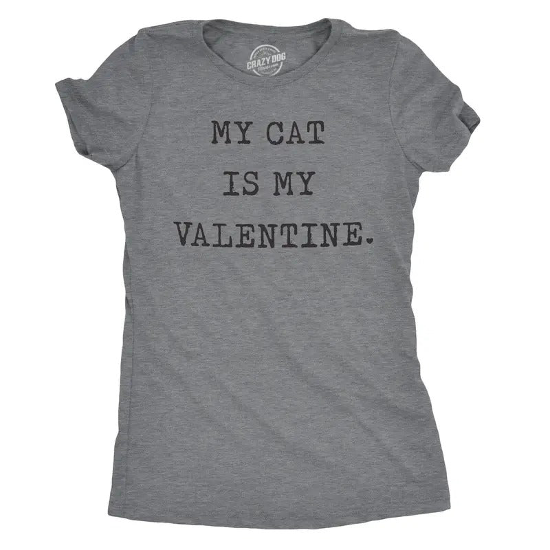 Womens My Cat Is My Valentine T Shirt Cute Adorable Kitty Pet Lover Tee for Ladies Funny Womens T Shirts Cute Slimming...