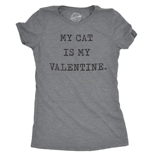 Womens My Cat Is My Valentine T Shirt Cute Adorable Kitty Pet Lover Tee for Ladies Funny Womens T Shirts Cute Slimming...