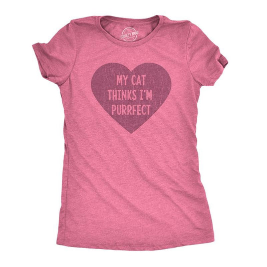 Womens My Cat Thinks I'm Purrfect T Shirt Funny Crazy Cat Lady Tee Funny Womens T Shirts Cute Slimming Top Comfortable...