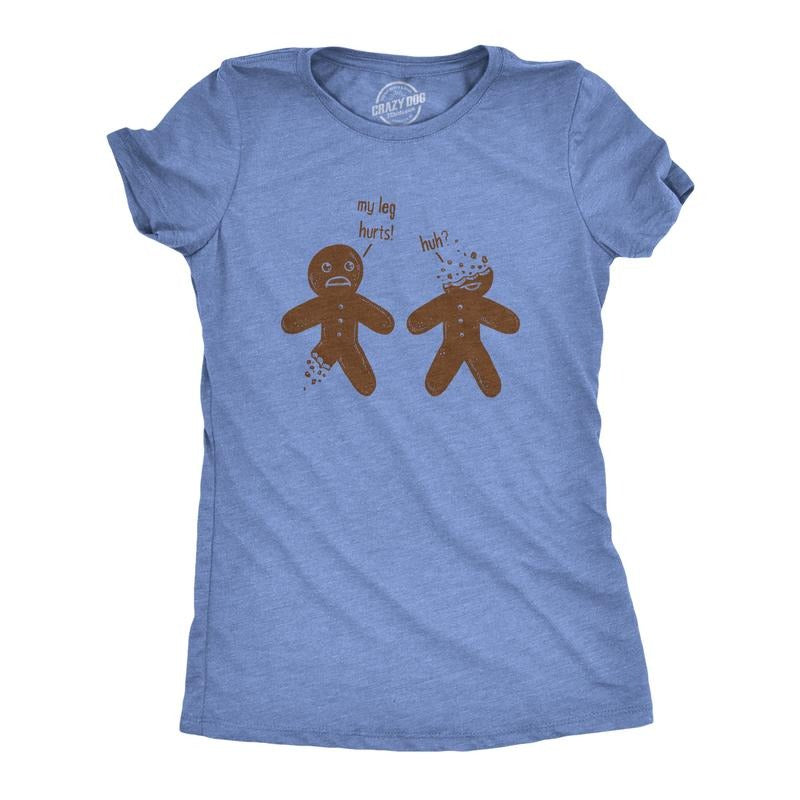 Womens My Leg Hurts Huh Funny Gingerbread Holiday Christmas T shirt Funny Womens T Shirts Cute Slimming Top Comfortable...