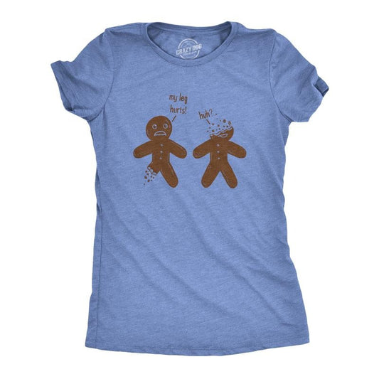 Womens My Leg Hurts Huh Funny Gingerbread Holiday Christmas T shirt Funny Womens T Shirts Cute Slimming Top Comfortable...