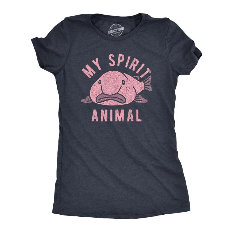 Womens My Spirit Animal T Shirt Funny Ugly Blobfish Joke Tee For Ladies Funny Womens T Shirts Cute Slimming Top...