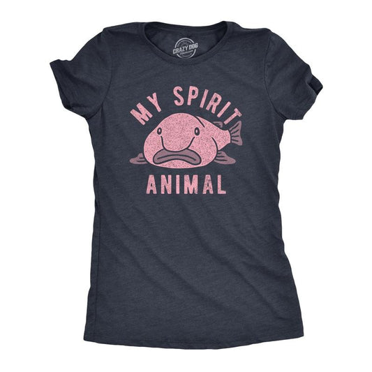 Womens My Spirit Animal T Shirt Funny Ugly Blobfish Joke Tee For Ladies Funny Womens T Shirts Cute Slimming Top...