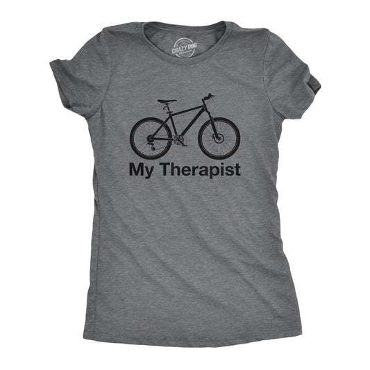 Womens My Therapist Bicycle T shirt Funny Biking Cycling Outdoors Graphic Tee Funny Womens T Shirts Cute Slimming Top...