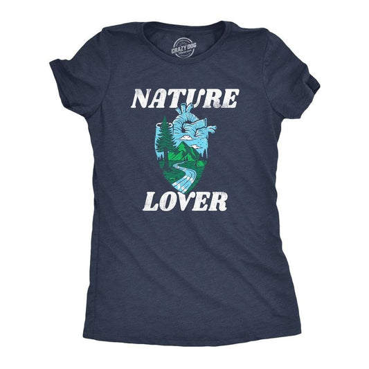 Womens Nature Lover T Shirt Funny Cool Outdoors Hiking Camping Heart Tee For Ladies Funny Womens T Shirts Cute Slimming...