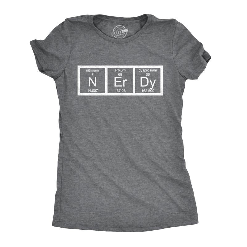 Womens Nerdy Periodic Table T Shirt Funny Science Dork Geek Tee for Ladies Funny Womens T Shirts Cute Slimming Top...