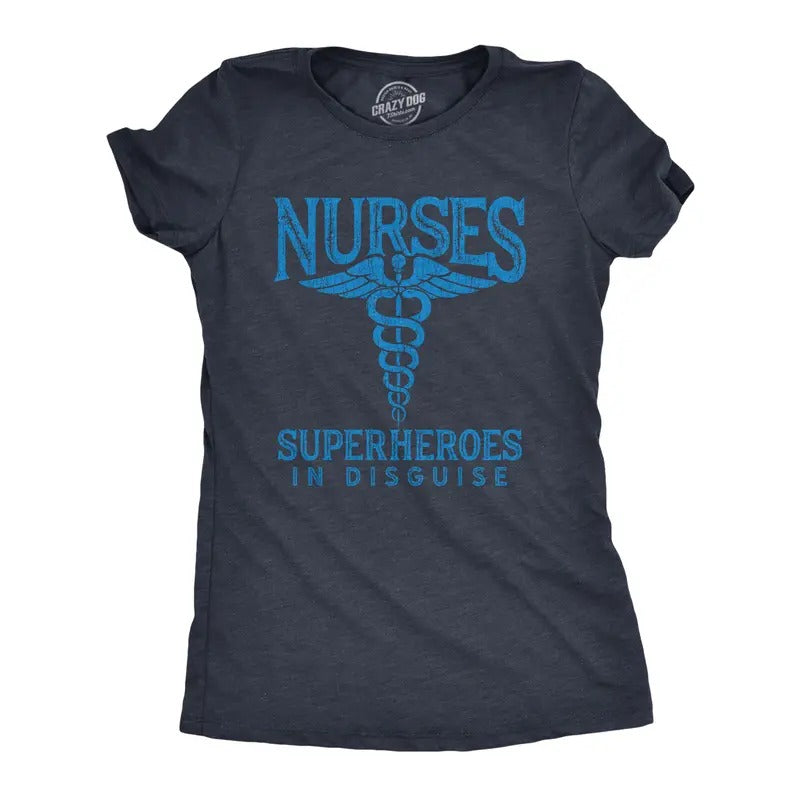 Womens Nurses Superheroes In Disguse T Shirt Quarantine Social Distancing Graphic Tee Funny Womens T Shirts Cute Slimming...
