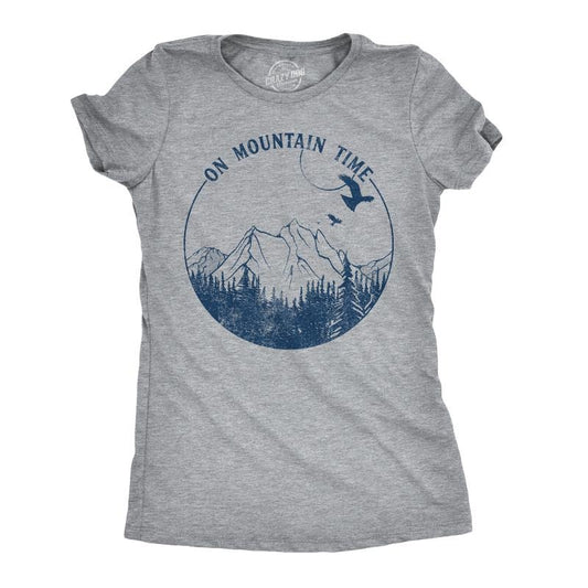 Womens On Mountain Time T Shirt Cute Outdoor Camping Tee For Ladies Funny Womens T Shirts Cute Slimming Top Comfortable...