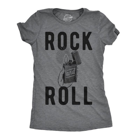 Womens Rock And Roll Lighter T Shirt Funny Music Concert Tee For Ladies Funny Womens T Shirts Cute Slimming Top...