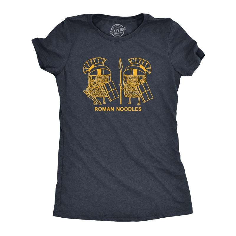 Womens Roman Noodles T Shirt Funny Ramen Ancient Rome Joke Tee For Ladies Funny Womens T Shirts Cute Slimming Top...