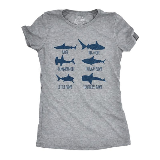 Womens Shark Nope T Shirt Funny Fear Of Sharks Breeds Graphic Novelty Tee for Ladies Funny Womens T Shirts Cute Slimming...