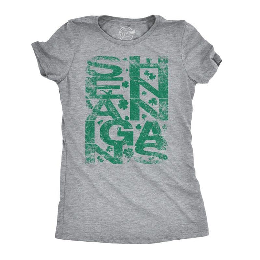 Womens Shenanigans Clover Funny Irish Saint Patricks Day Shamrock Pattys T Shirt Funny Womens T Shirts Cute Slimming Top...